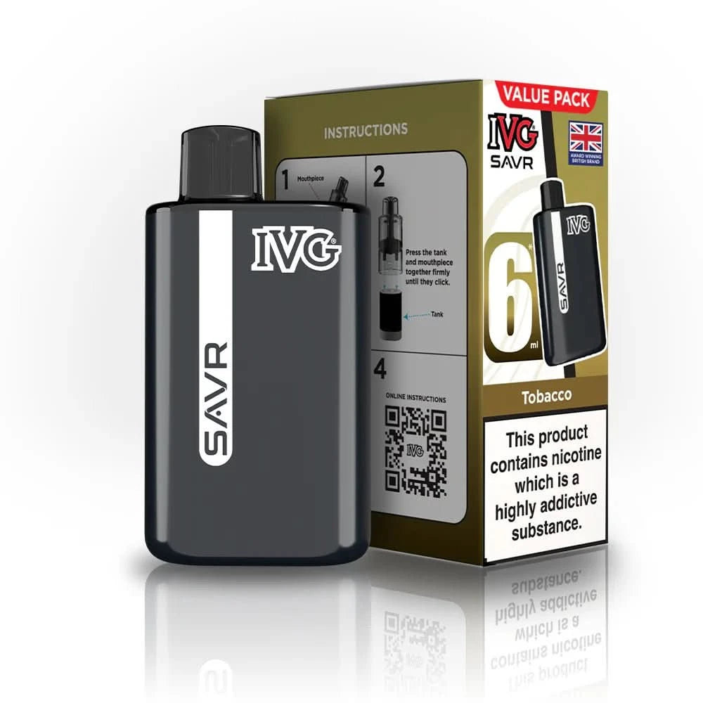 IVG SAVR 3000 Disposable Starter Vape Device - Pack of 5 - Eliquid Base - Tobacco